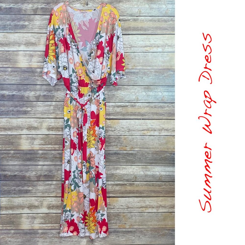 Harlow & Rose Floral Wrap Maxi Dress - Size 3X